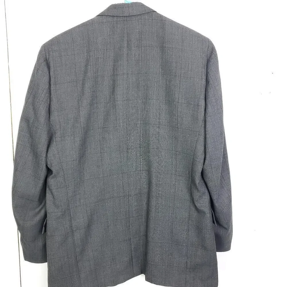 Hart Schaffner Marx Blazer Mens 42R Heritage Plus Plaid Two Button Gray